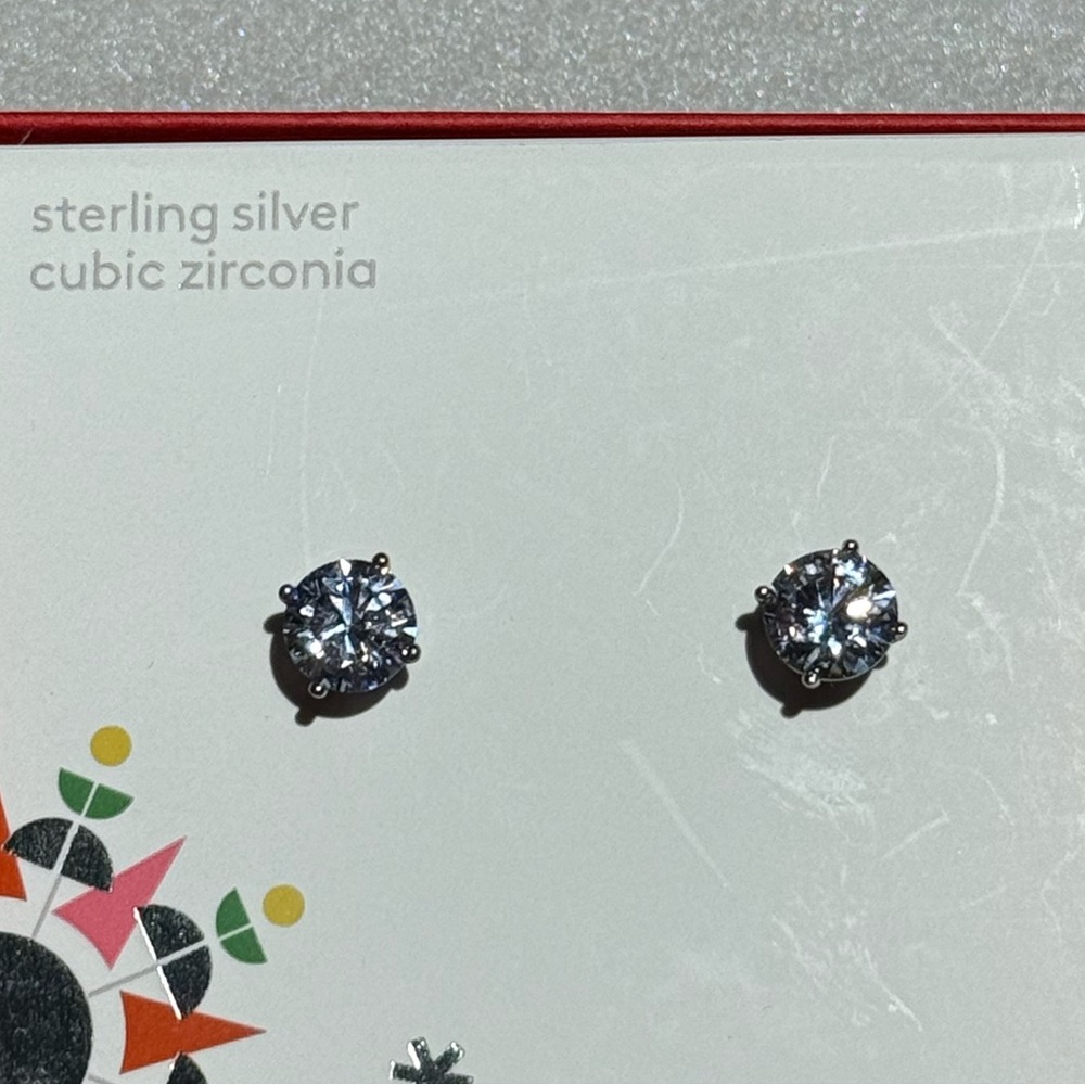 Brand new medium size cubic zirconia sterling silver earrings